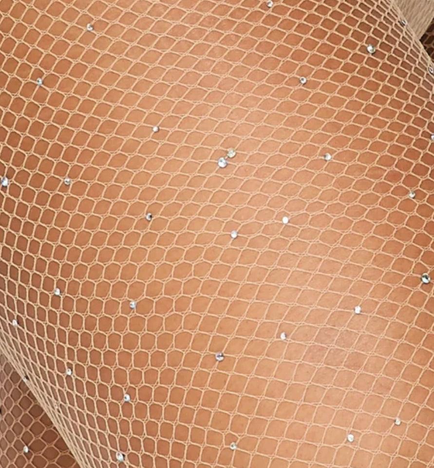 Rhinestone Mesh Fishnet Stockings - Label Frenesi Fashion