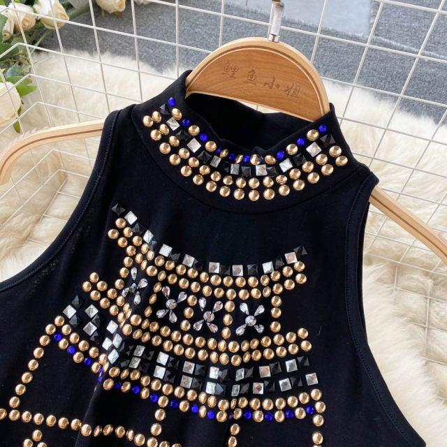Rhinestone Top & Pants Coord Set - Label Frenesi Fashion