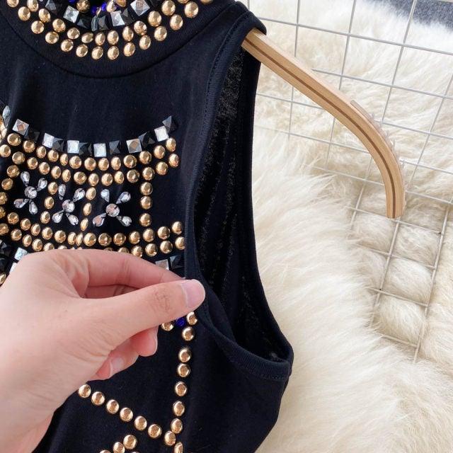 Rhinestone Top & Pants Coord Set - Label Frenesi Fashion
