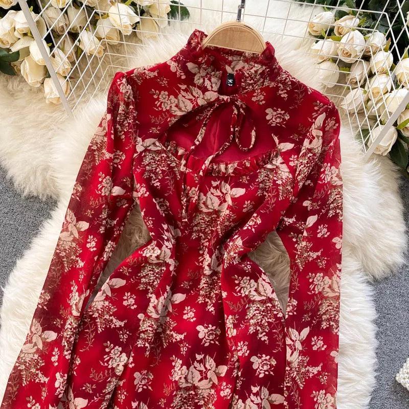 Ria Red Printed Dress - Label Frenesi Fashion