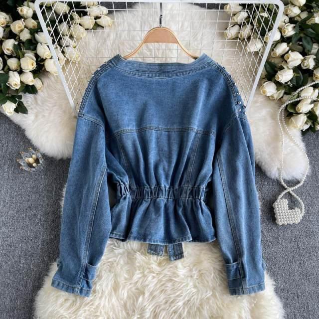 Rivet Denim Coat - Label Frenesi Fashion