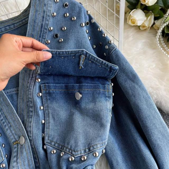 Rivet Denim Coat - Label Frenesi Fashion