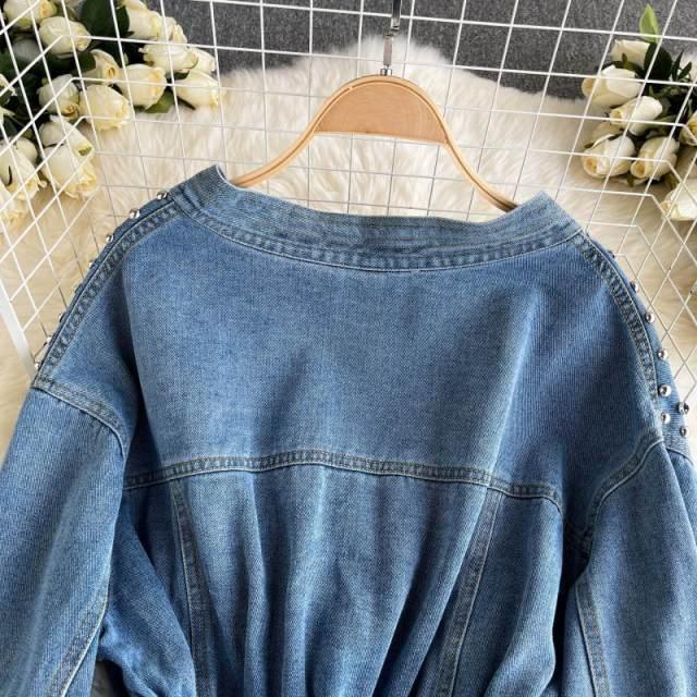 Rivet Denim Coat - Label Frenesi Fashion