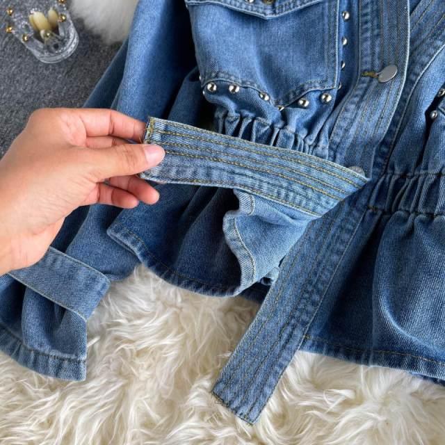 Rivet Denim Coat - Label Frenesi Fashion