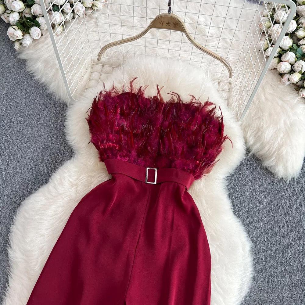 Rosy Feather Jumpsuit - Label Frenesi Fashion