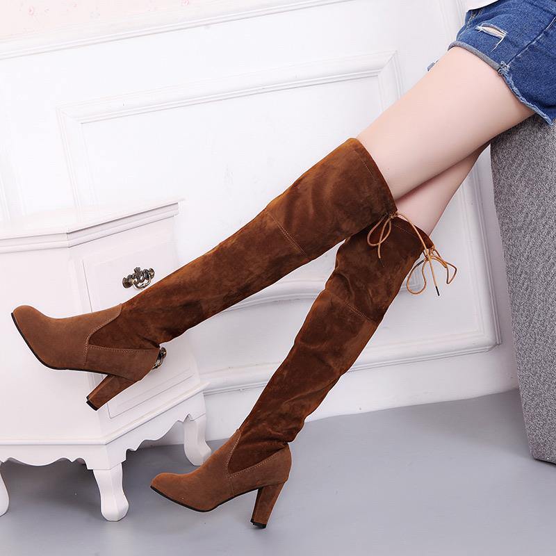 Suede Thigh High Boots - Label Frenesi Fashion
