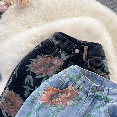Susie Floral Wide Leg Jeans - Label Frenesi Fashion