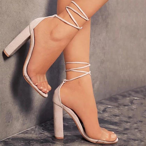 Tie Up Block Heels - Label Frenesi Fashion