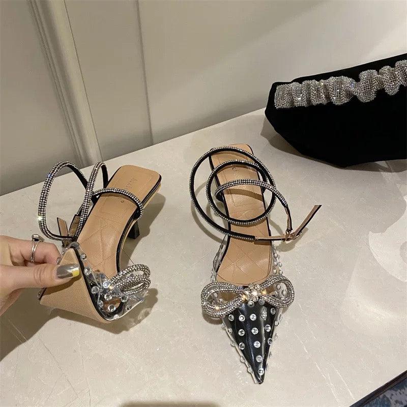 Transparent Embellished Princess Heels - Label Frenesi Fashion