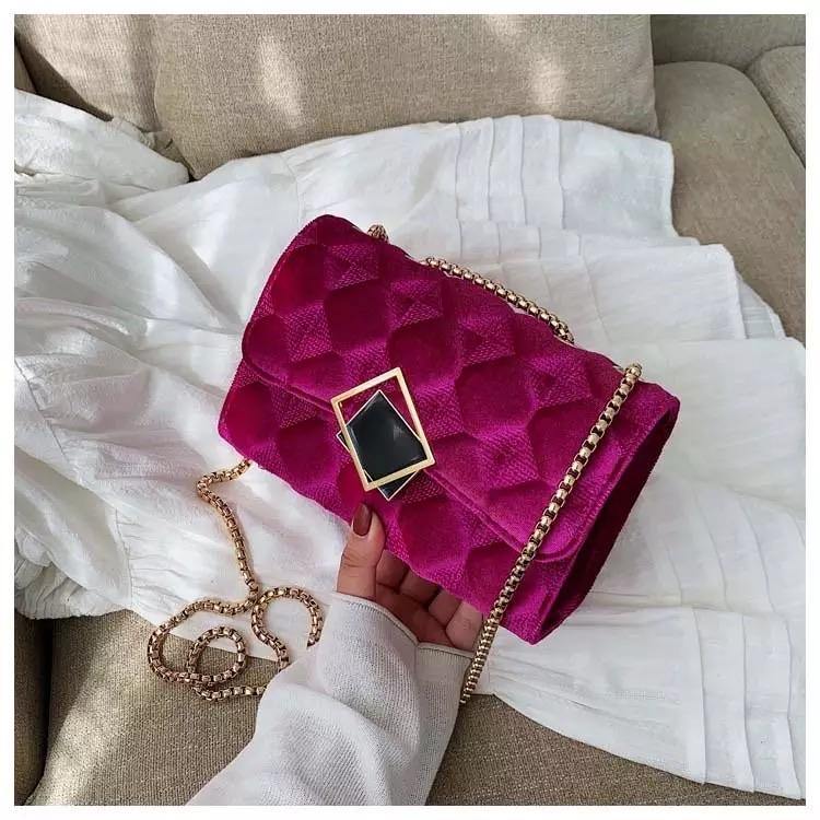 Velour Chained Bag - Label Frenesi Fashion