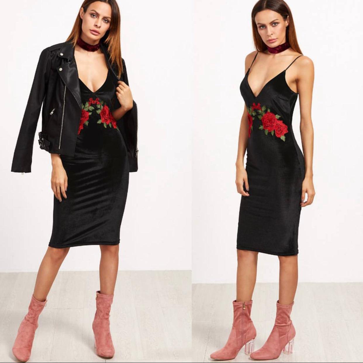 Velvet Rose Dress - Label Frenesi Fashion